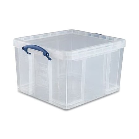 Really Useful Box Snap-Lid Storage Bin, 11.09 Gal, 17.31in X 20.5in X 12.25in, Clear/blue 42LCL